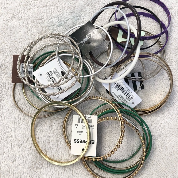Express Jewelry - Express Gold, Silver, Green, and Purple Bracelet Set